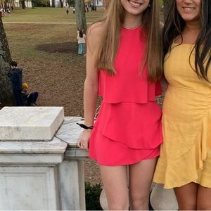 River island hot pink ruffle romper